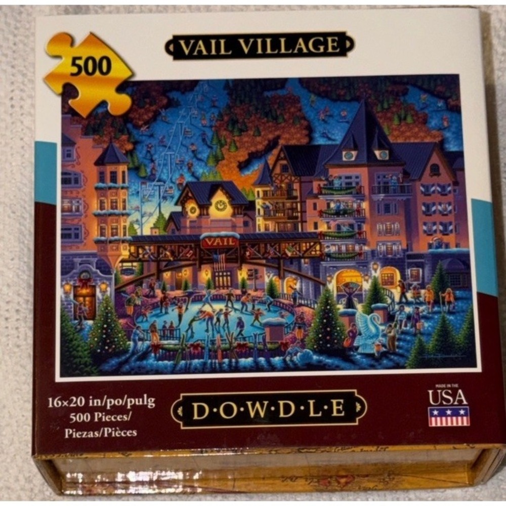 Dowdle Vail Village 500 Piece Jigsaw‎ Puzzle Eric Dowdle Folk Art Winter Scene